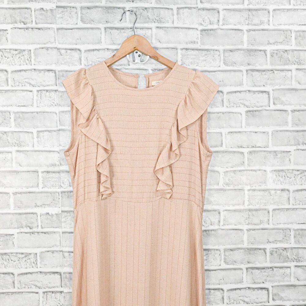 Christy Dawn Women's the Jessa Dress Maxi Ruffle trim in Oat stripe size Medium - Picture 7 of 12